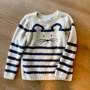 Hanna Anderson soft cream kitty sweater